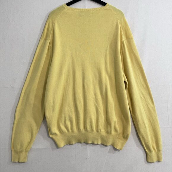 Polo Ralph Lauren Men's Sweater Yellow Pima Cotton V-Neck Logo Pullover X Large - Picture 2 of 7